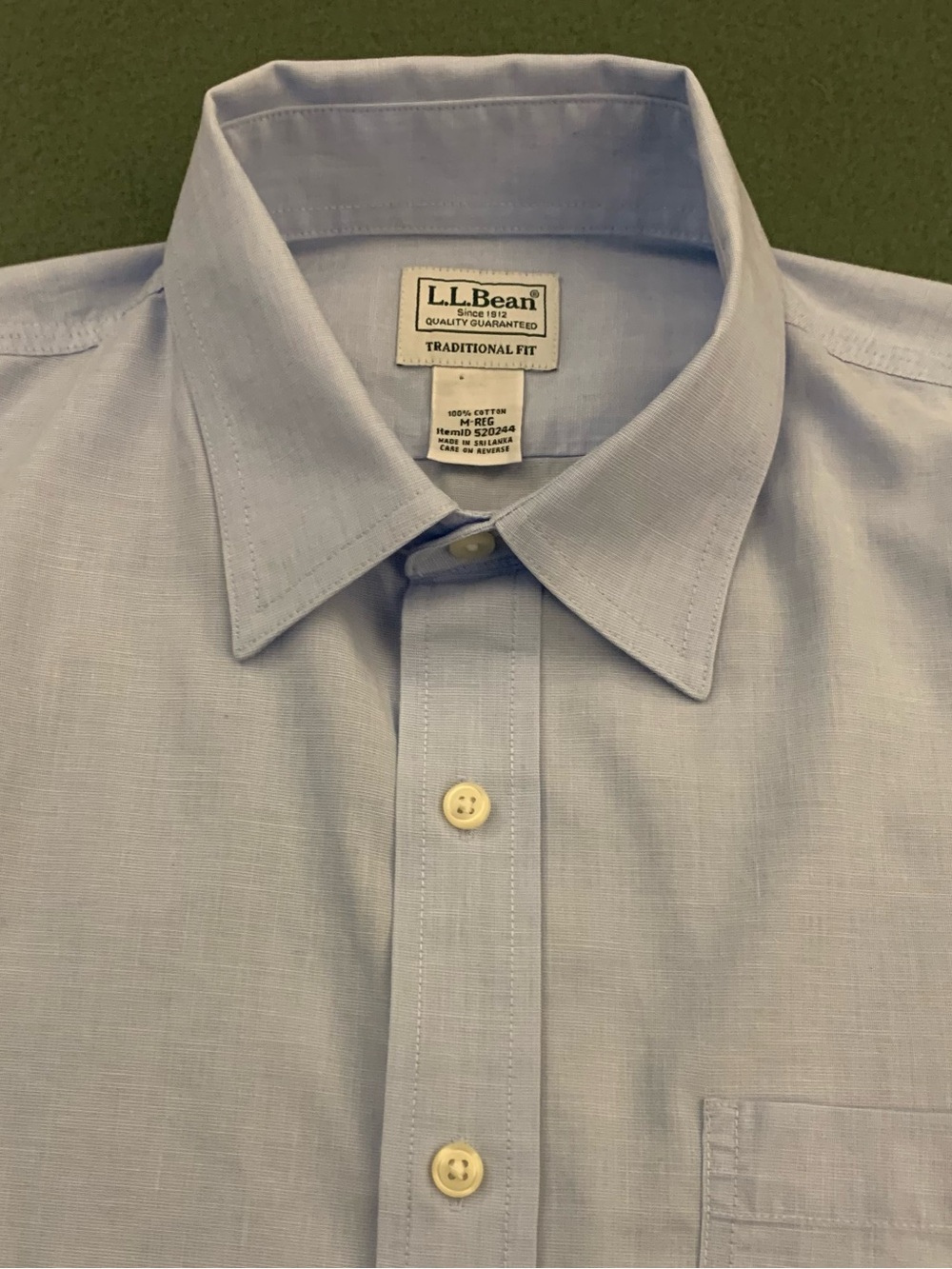 LL BEAN LS Traditional Fit Lightweight Cotton Shirt